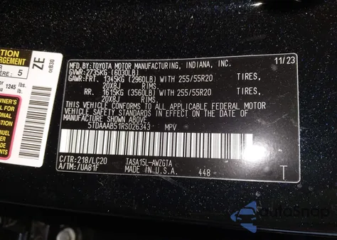 2024 Toyota Grand Highlander Limited из США, поврежденный, VIN 5TDAAAB51RS026343